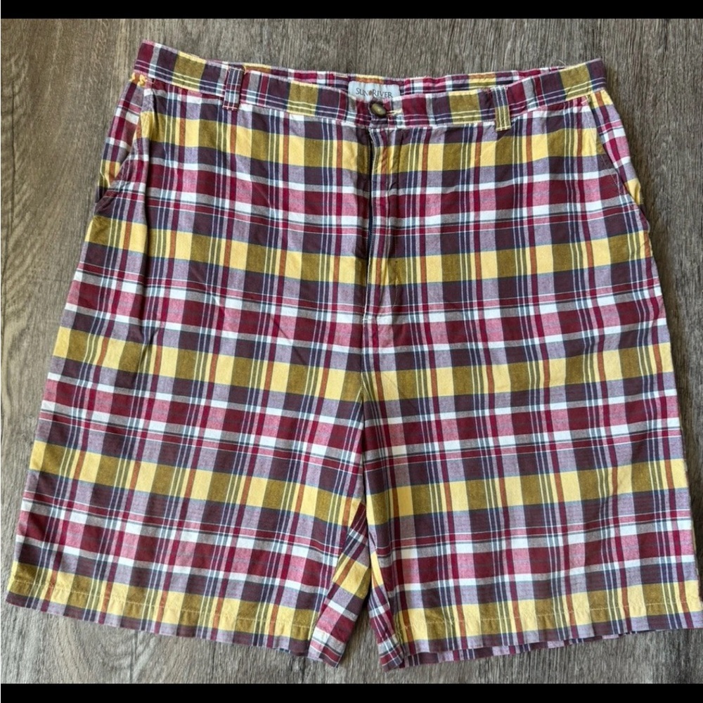 SUN RIVER Clothing Co MEN'S Sz 40-42 COTTON PLAID WALK Golf Bermuda SHORTS EC